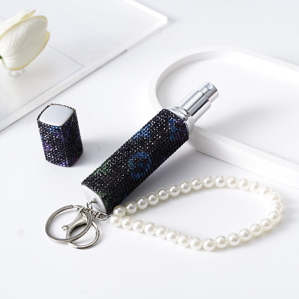 Wholesale Diamond-studded creative 10ml perfume bottle keychain